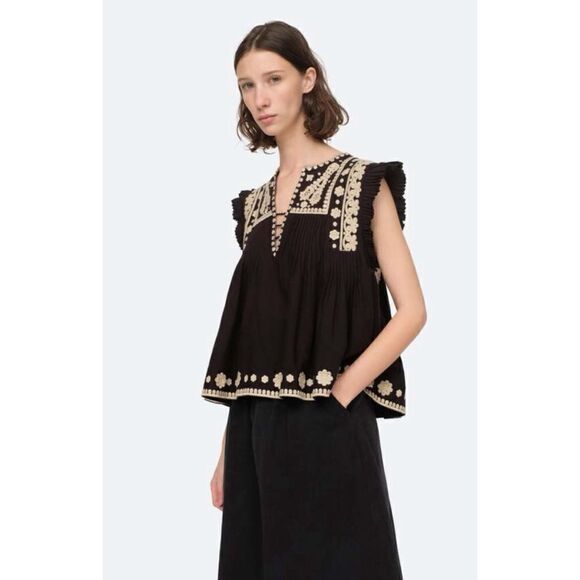 Sea NY Holly Tank  in Black/Cream Size S / NWOT - Picture 1 of 7